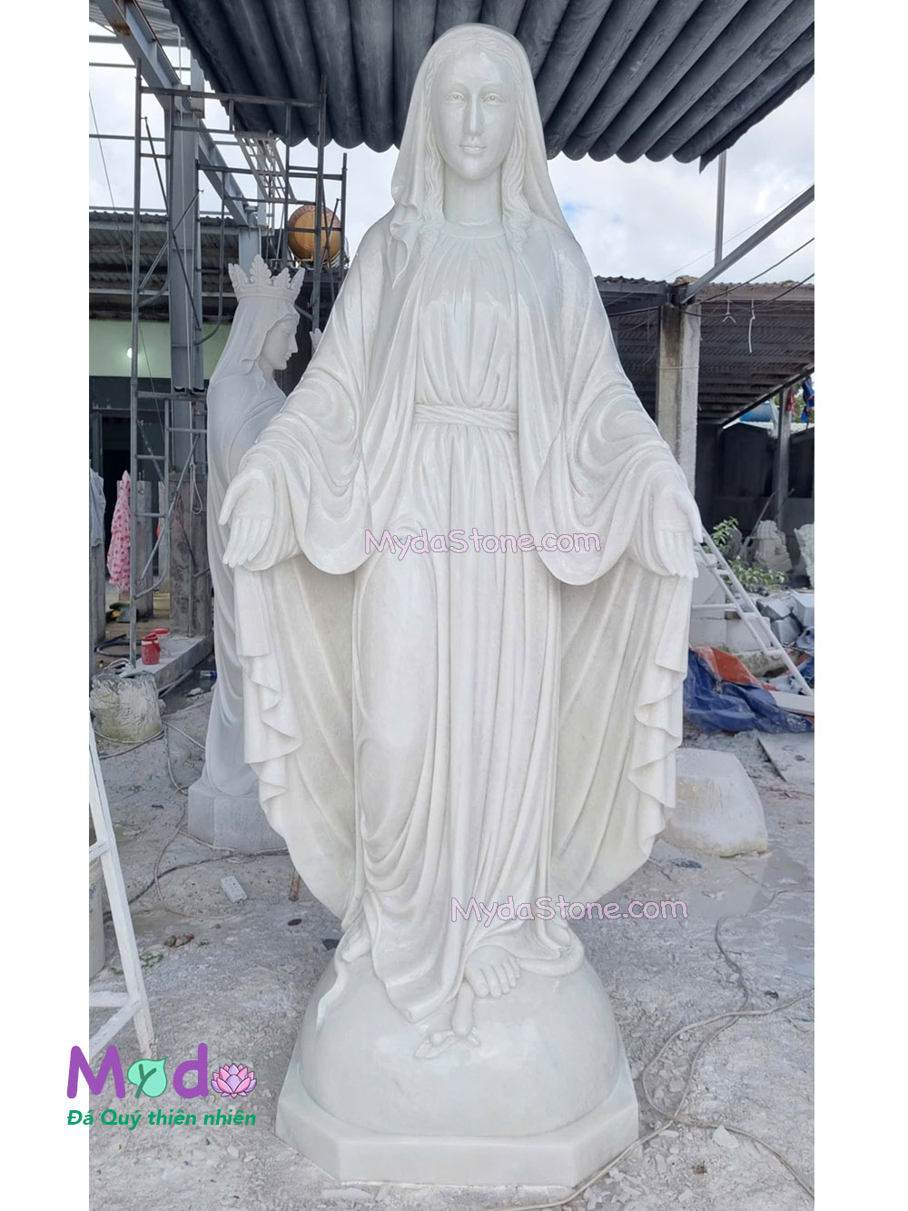 Tượng Đức Mẹ Ban Ơn đá Cẩm Thạch Trắng