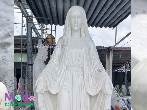 Tượng Đức Mẹ Ban Ơn đá Cẩm Thạch Trắng