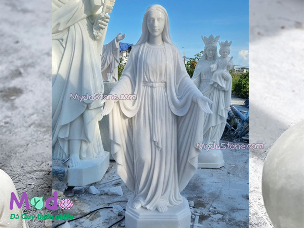 Tượng Đức Mẹ Ban Ơn đá Cẩm Thạch Trắng