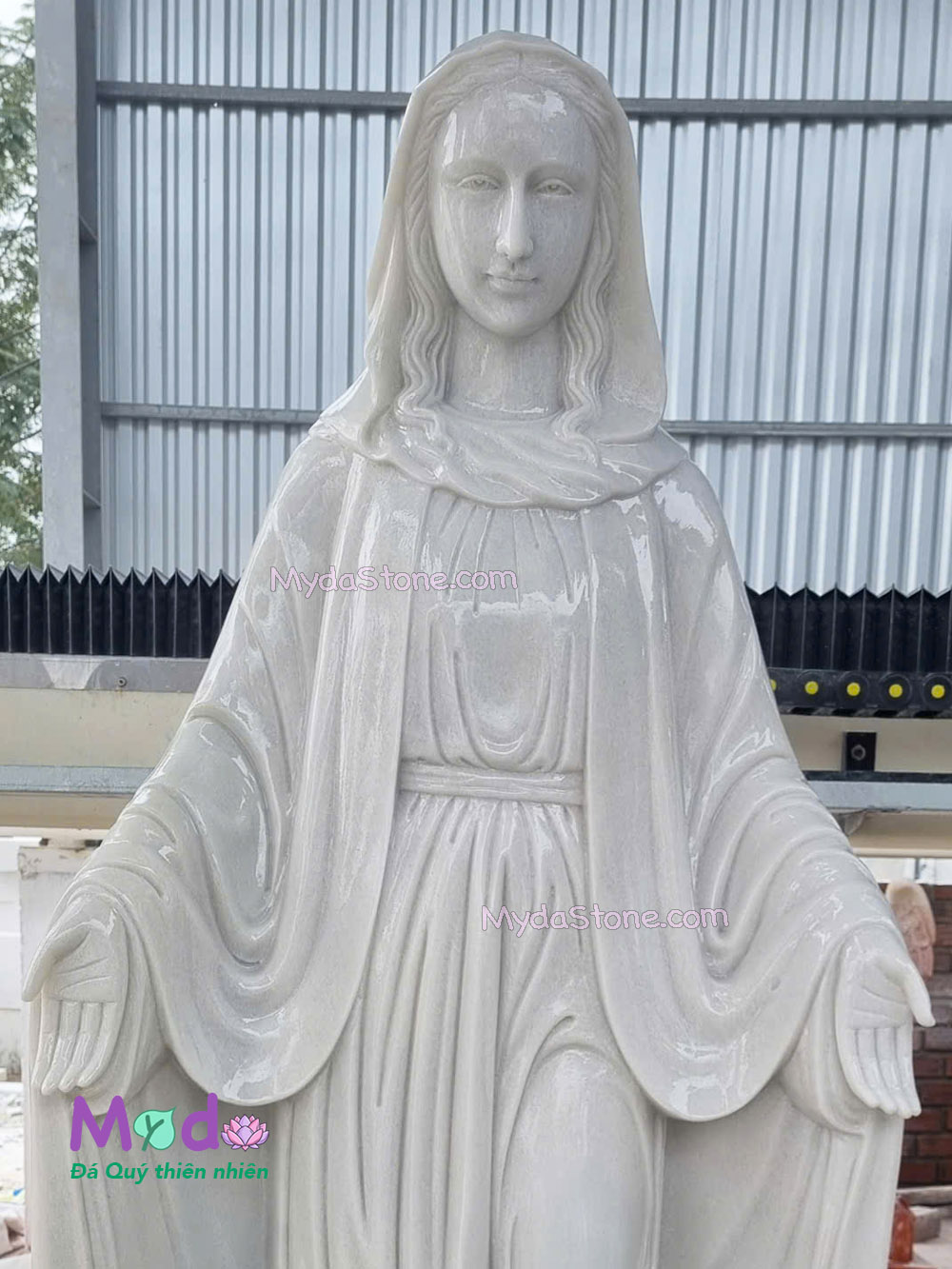 Tượng Đức Mẹ Ban Ơn đá Cẩm Thạch Trắng