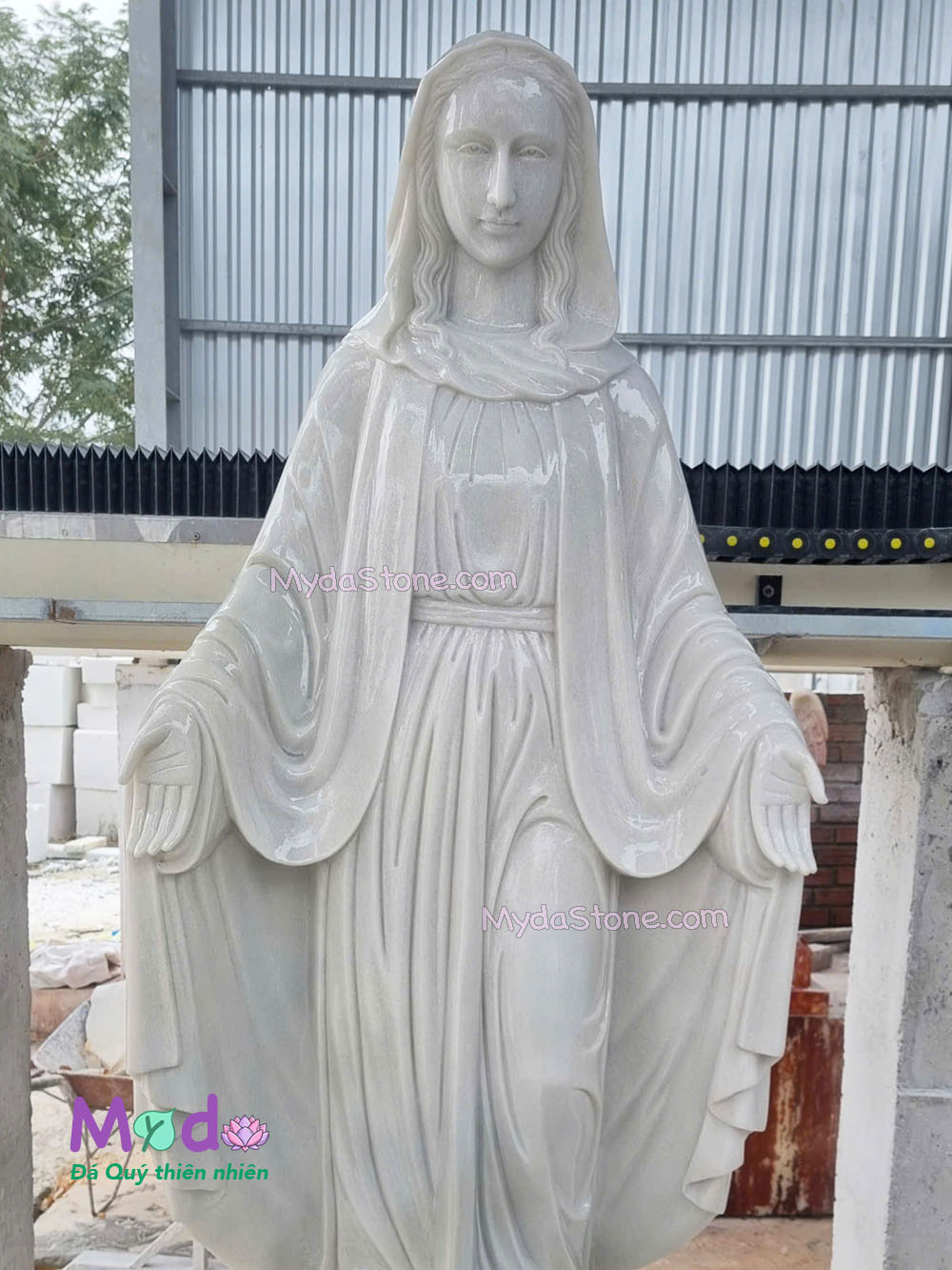 Tượng Đức Mẹ Ban Ơn đá Cẩm Thạch Trắng
