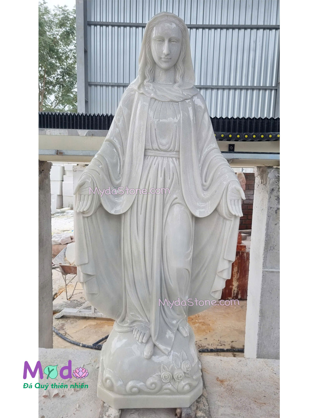 Tượng Đức Mẹ Ban Ơn đá Cẩm Thạch Trắng