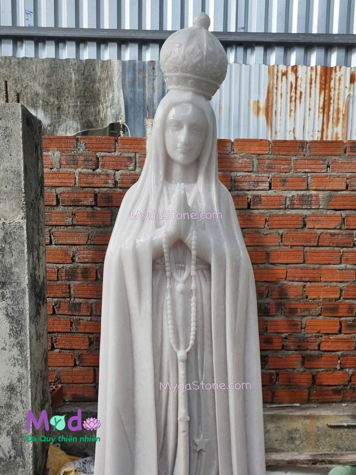 Tượng Đức Mẹ Fatima đá Cẩm Thạch Trắng