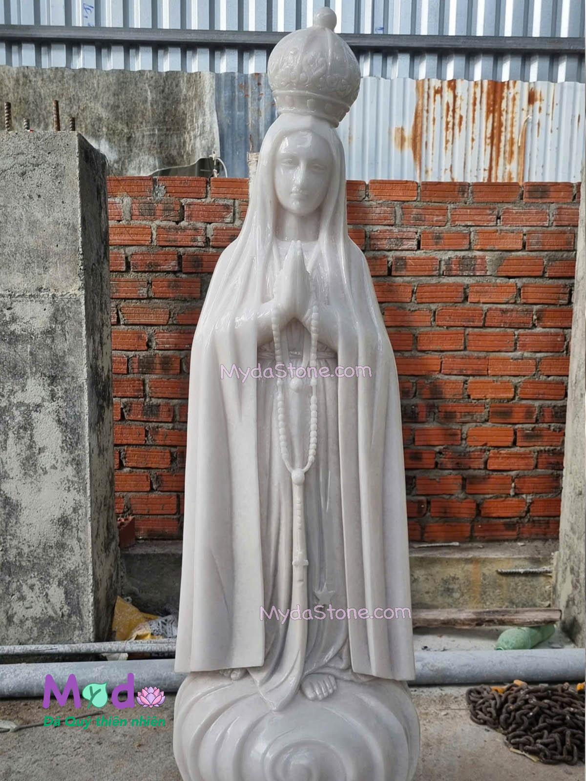 Tượng Đức Mẹ Fatima đá Cẩm Thạch Trắng