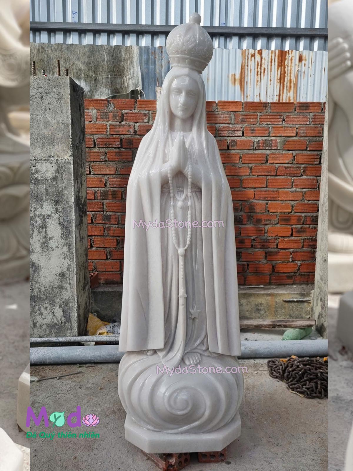 Tượng Đức Mẹ Fatima đá Cẩm Thạch Trắng