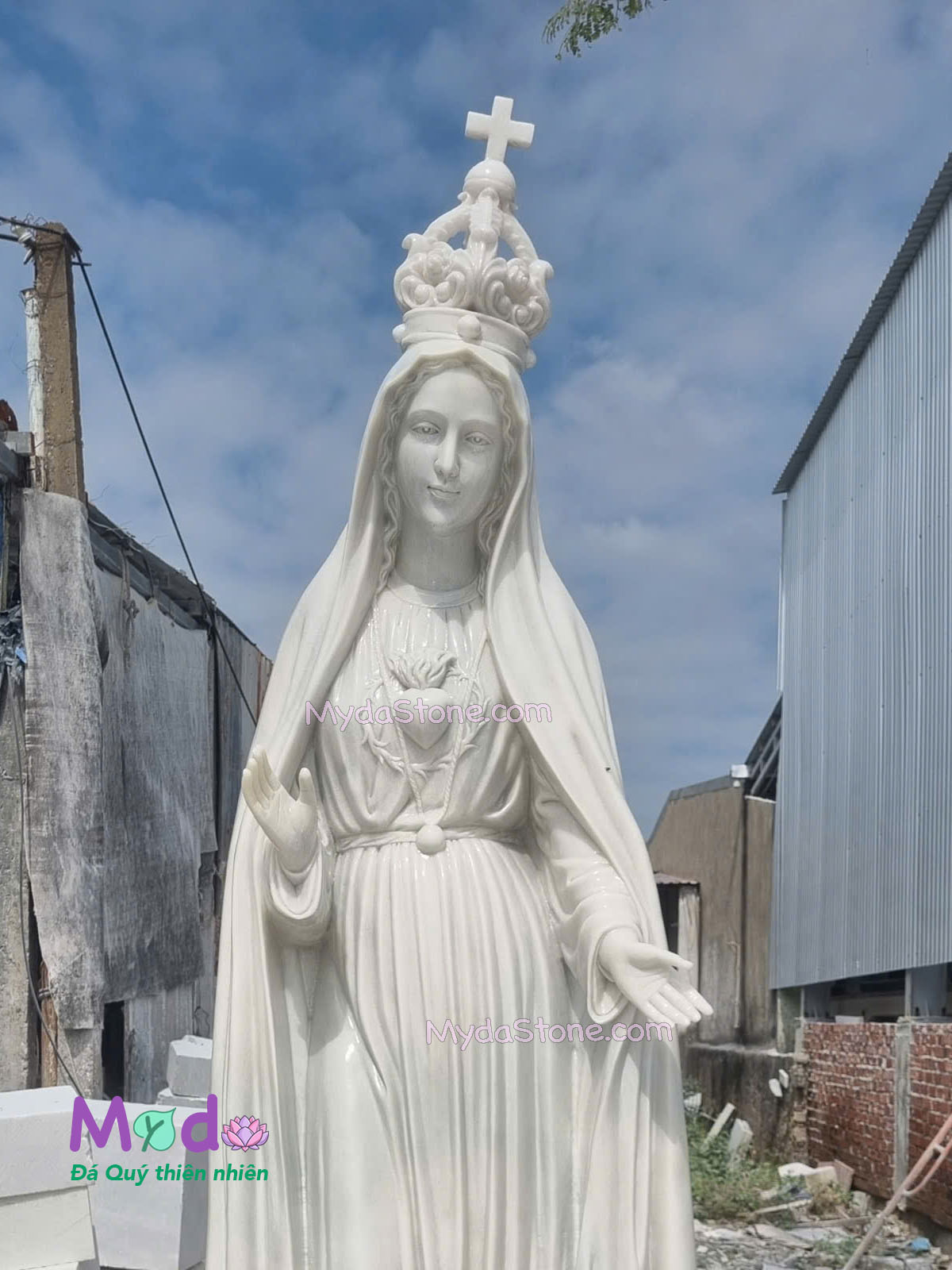Tượng Đức Mẹ Fatima đá Cẩm Thạch Trắng