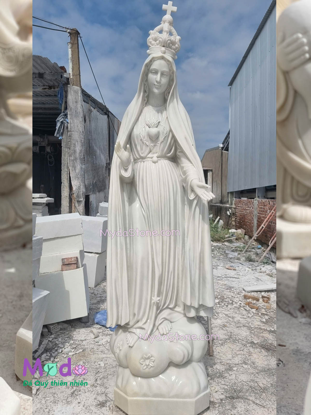 Tượng Đức Mẹ Fatima đá Cẩm Thạch Trắng