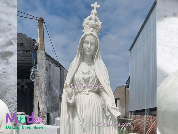 Tượng Đức Mẹ Fatima đá Cẩm Thạch Trắng