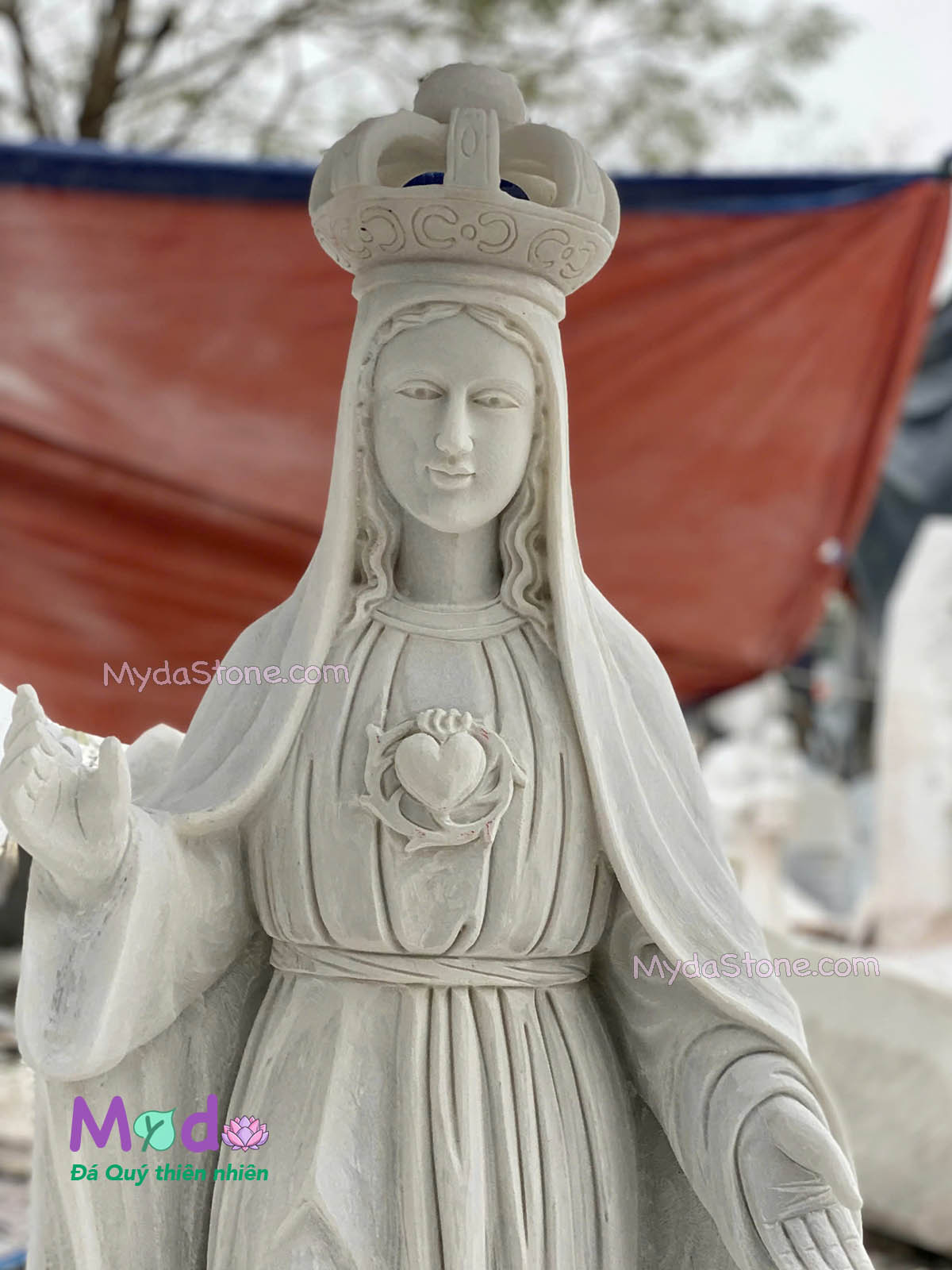 Tượng Đức Mẹ Fatima đá Cẩm Thạch Trắng