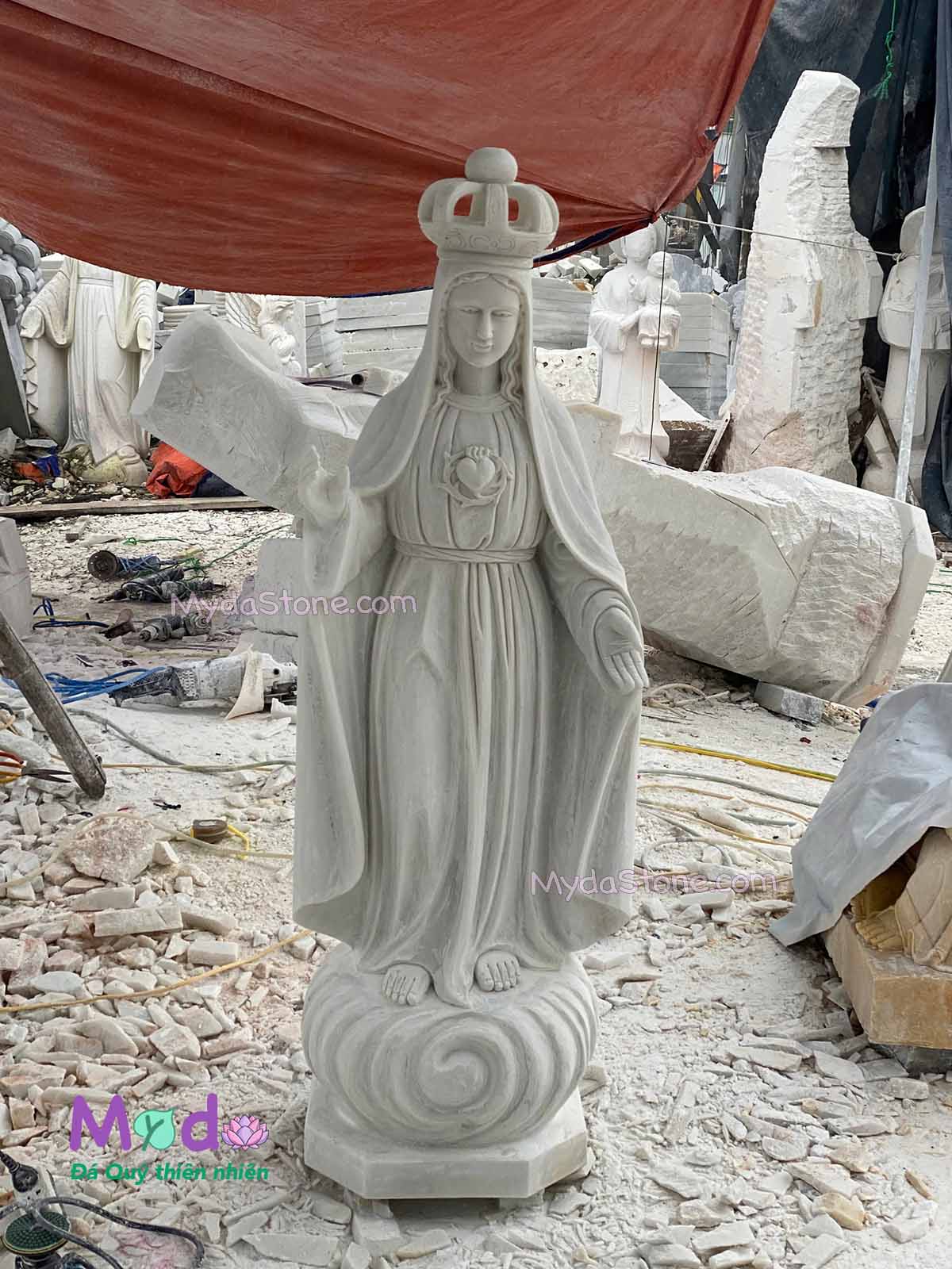 Tượng Đức Mẹ Fatima đá Cẩm Thạch Trắng