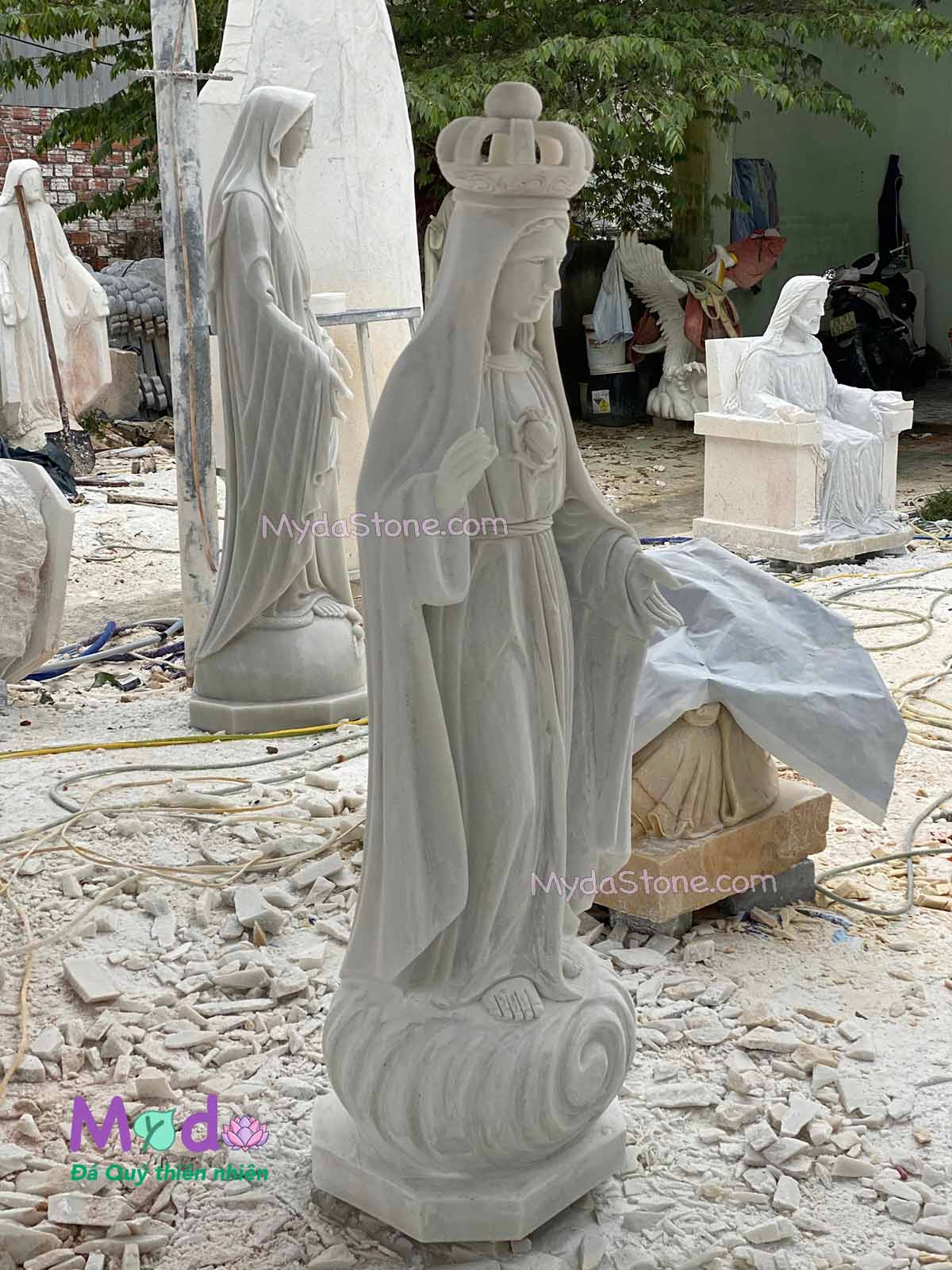 Tượng Đức Mẹ Fatima đá Cẩm Thạch Trắng