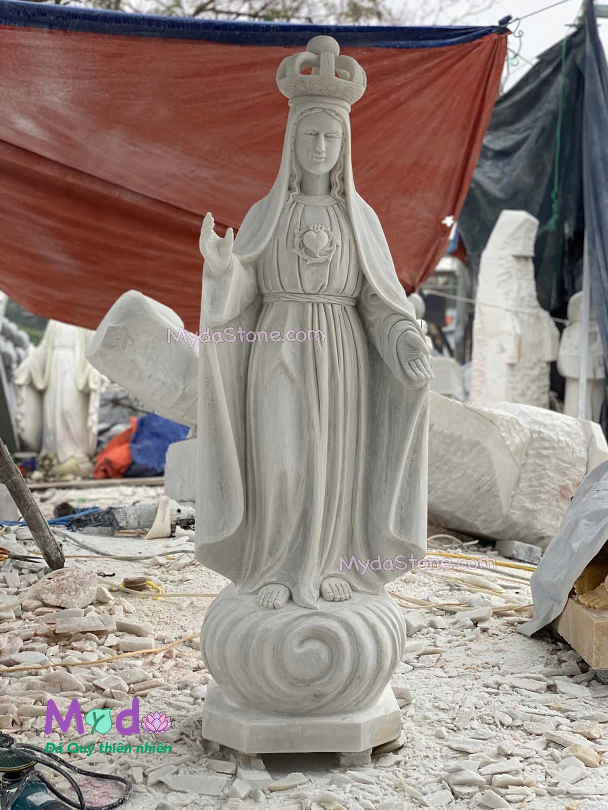 Tượng Đức Mẹ Fatima đá Cẩm Thạch Trắng