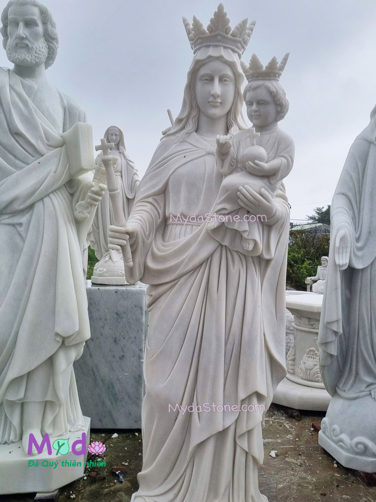 Tượng Đức Mẹ Hằng Cứu Giúp đá Cẩm Thạch Trắng