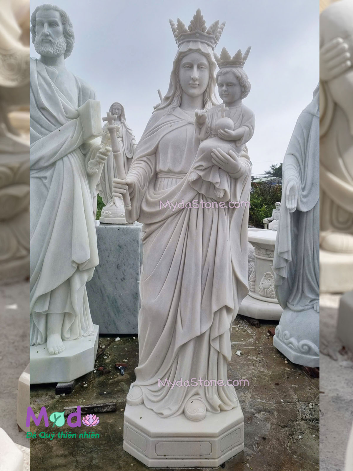 Tượng Đức Mẹ Hằng Cứu Giúp đá Cẩm Thạch Trắng