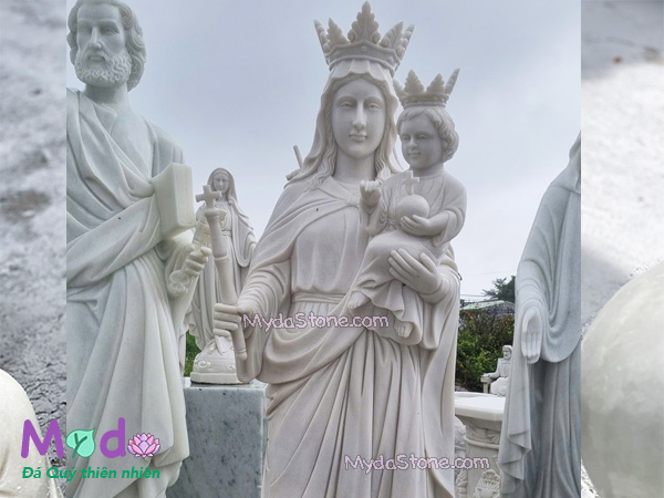 Tượng Đức Mẹ Hằng Cứu Giúp đá Cẩm Thạch Trắng