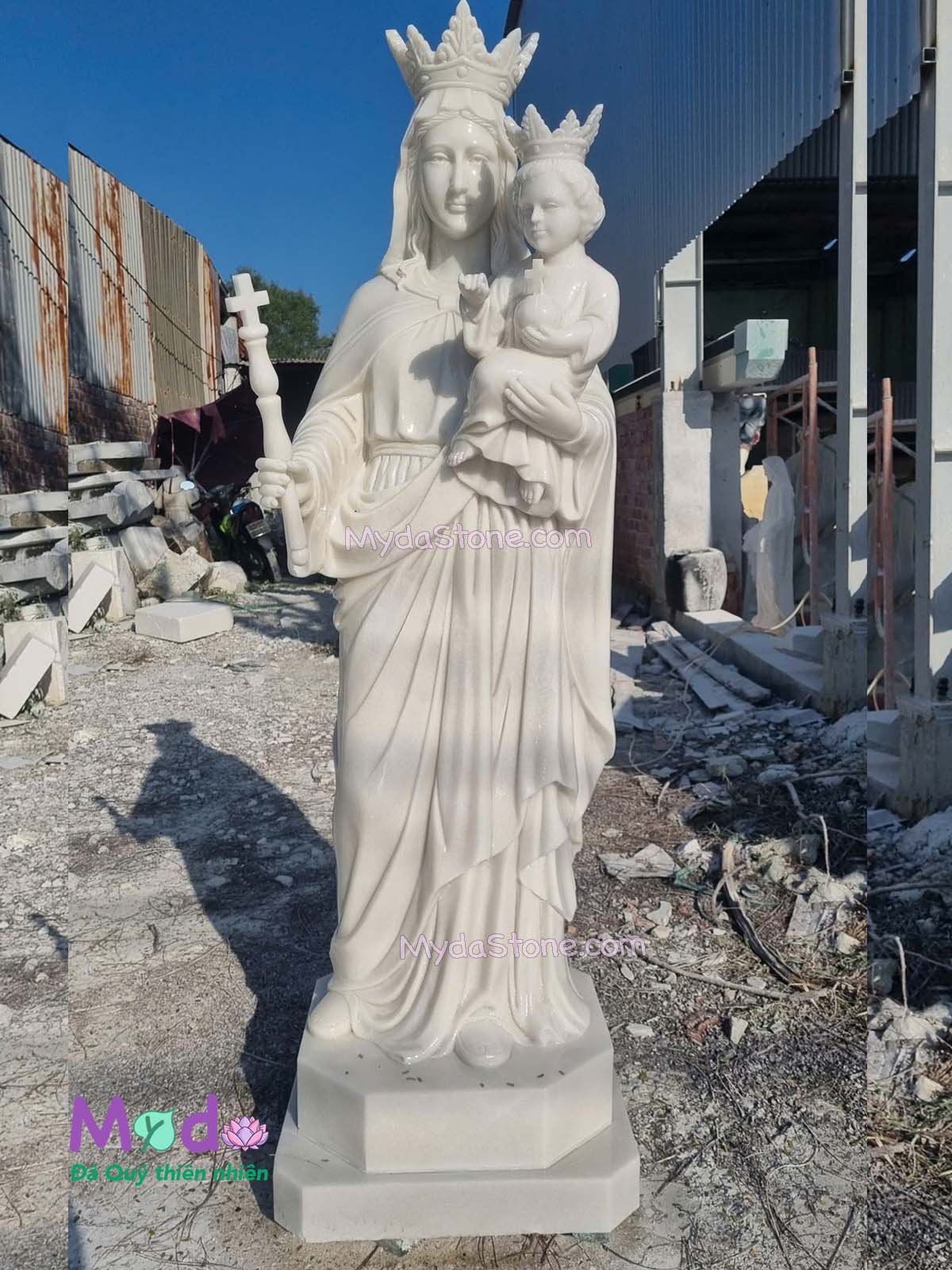 Tượng Đức Mẹ Hằng Cứu Giúp đá Cẩm Thạch Trắng