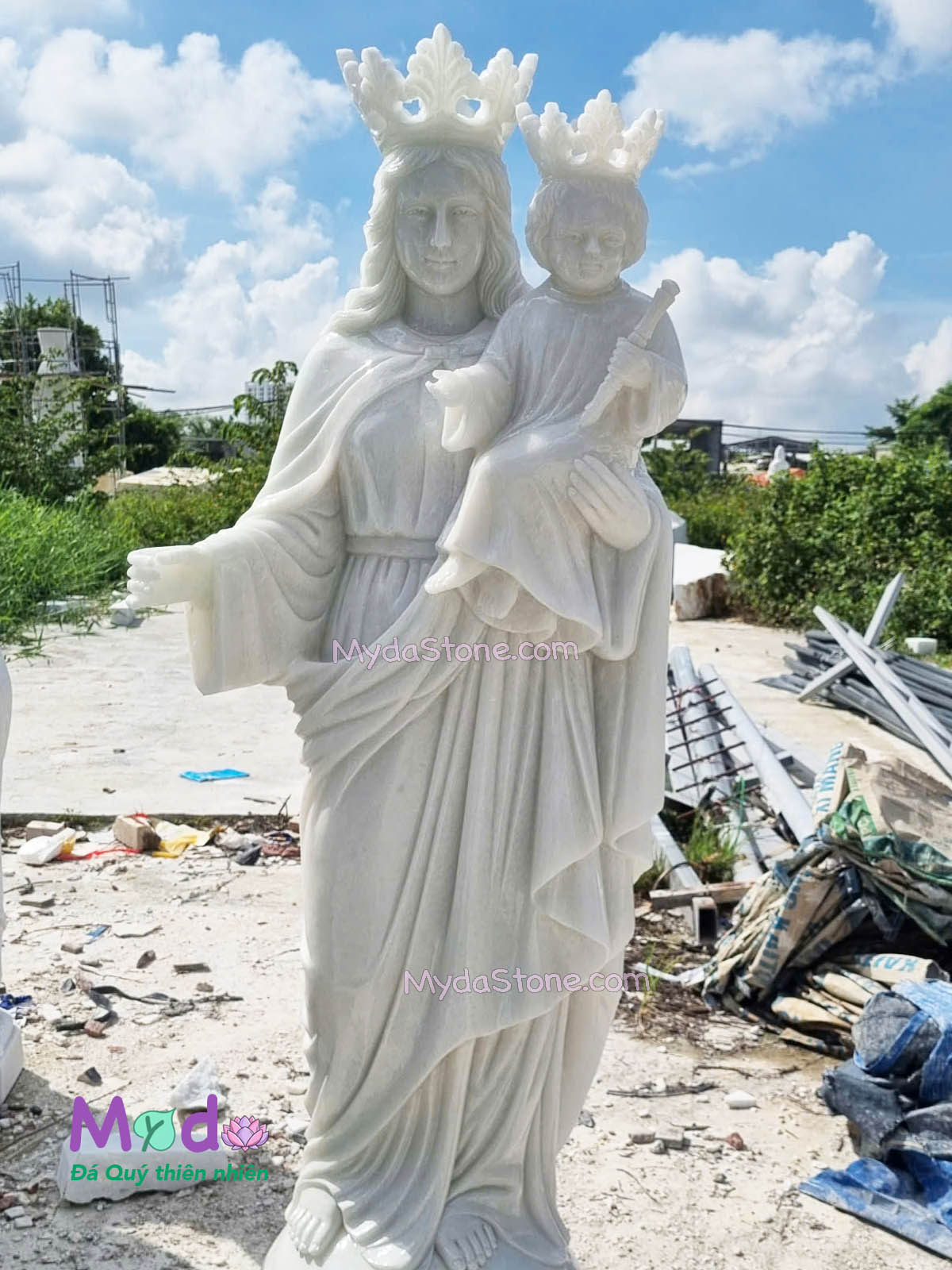 Tượng Đức Mẹ Hằng Cứu Giúp đá Cẩm Thạch Trắng