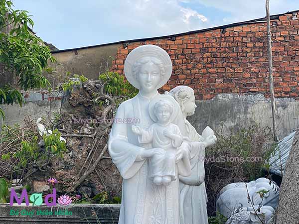 Tượng Đức Mẹ La Vang đá Cẩm Thạch Trắng