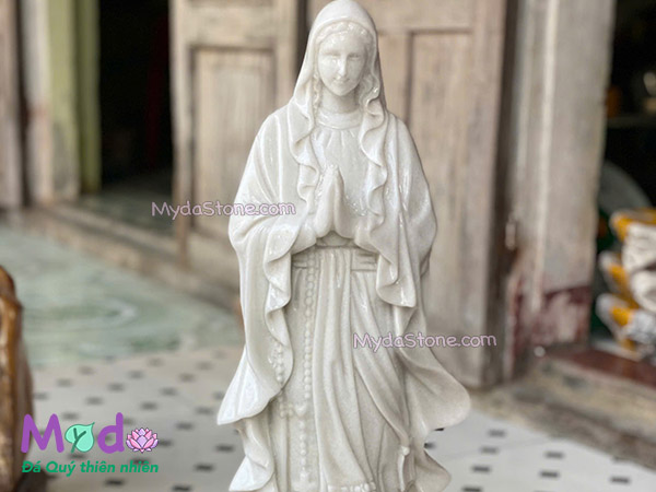 Tượng Đức Mẹ Lộ Đức đá Cẩm Thạch Trắng