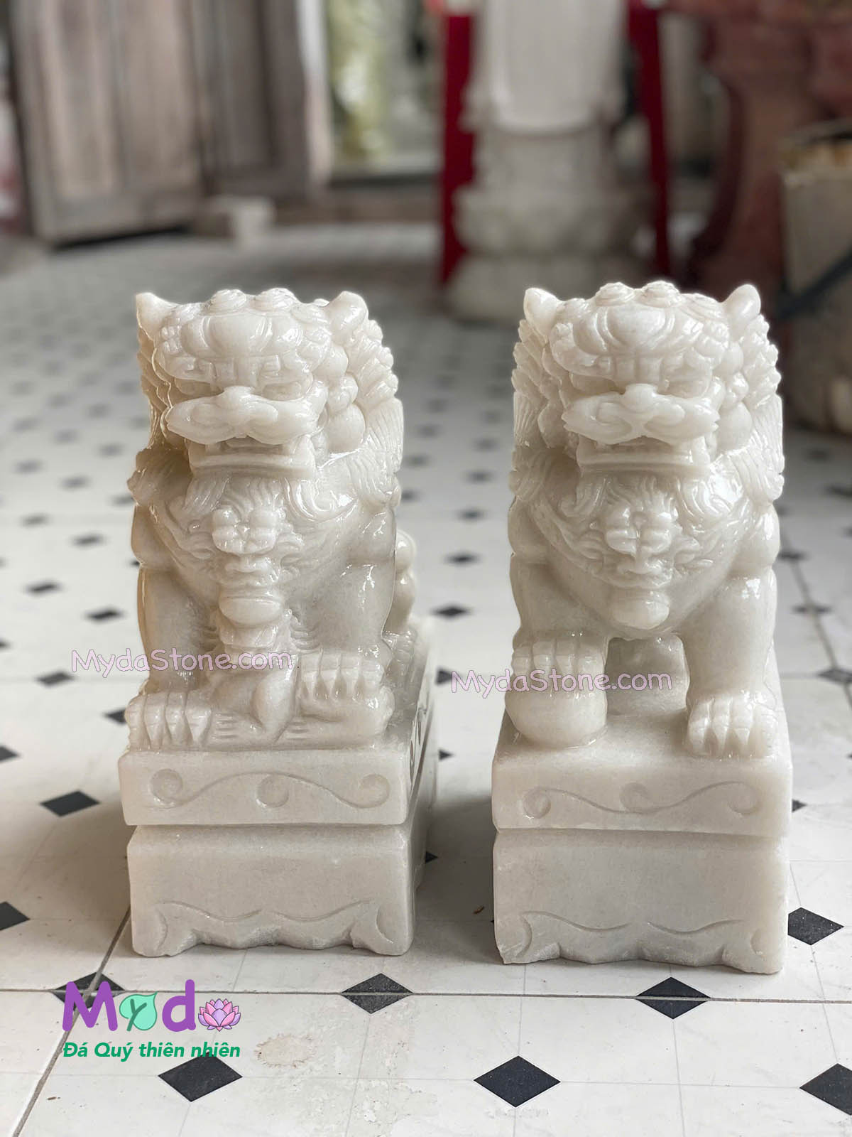 Tượng Kỳ Lân để Lăng Mộ đá Cẩm Thạch Trắng