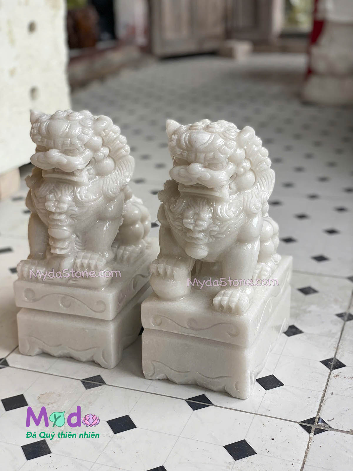 Tượng Kỳ Lân để Lăng Mộ đá Cẩm Thạch Trắng