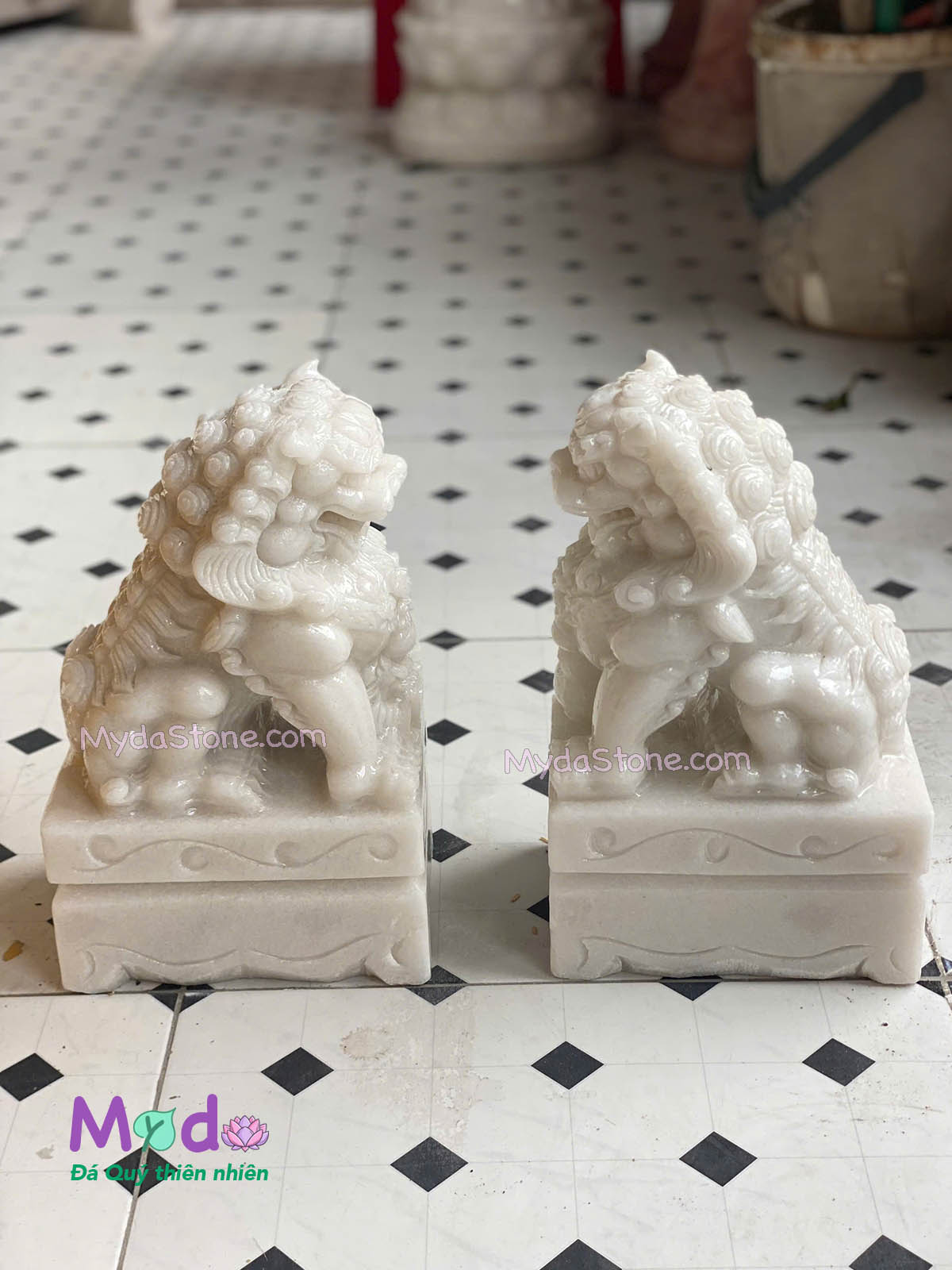 Tượng Kỳ Lân để Lăng Mộ đá Cẩm Thạch Trắng