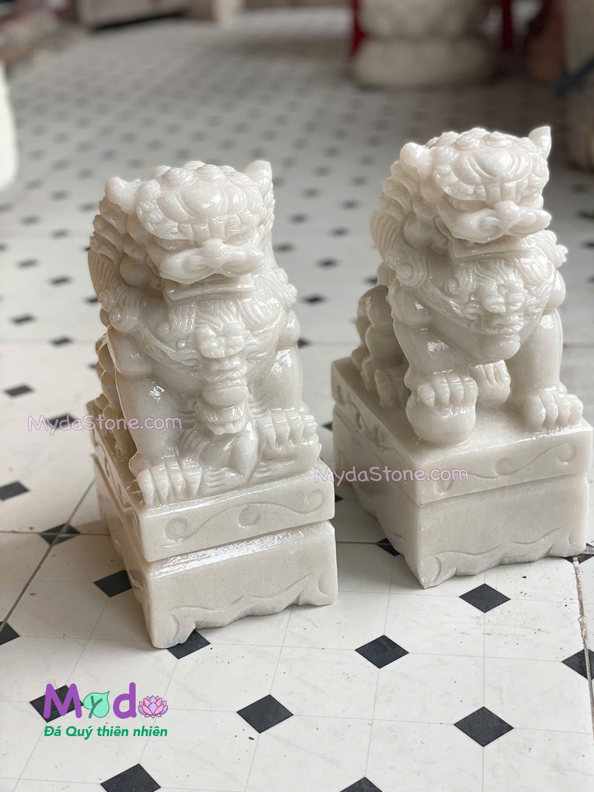 Tượng Kỳ Lân đá Cẩm Thạch Trắng
