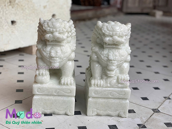 Tượng Kỳ Lân đá Cẩm Thạch Trắng Xanh