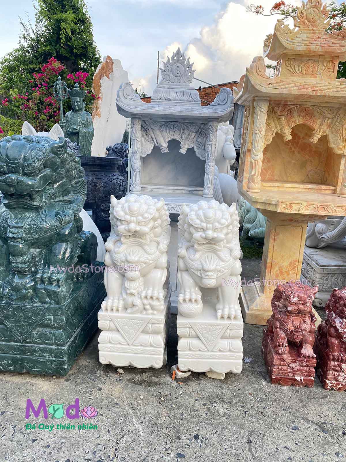 Tượng Kỳ Lân đá Cẩm Thạch Trắng
