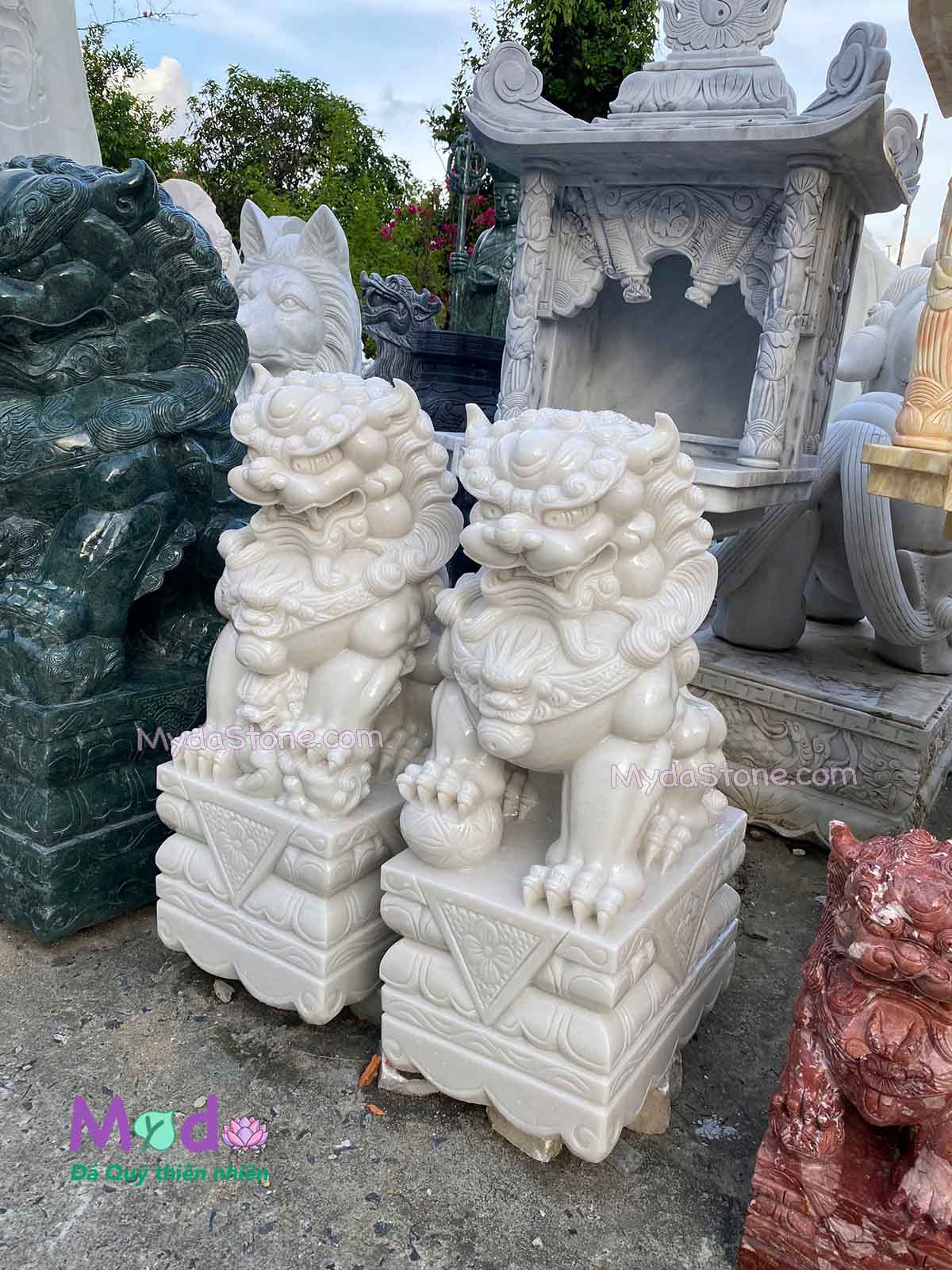 Tượng Kỳ Lân đá Cẩm Thạch Trắng