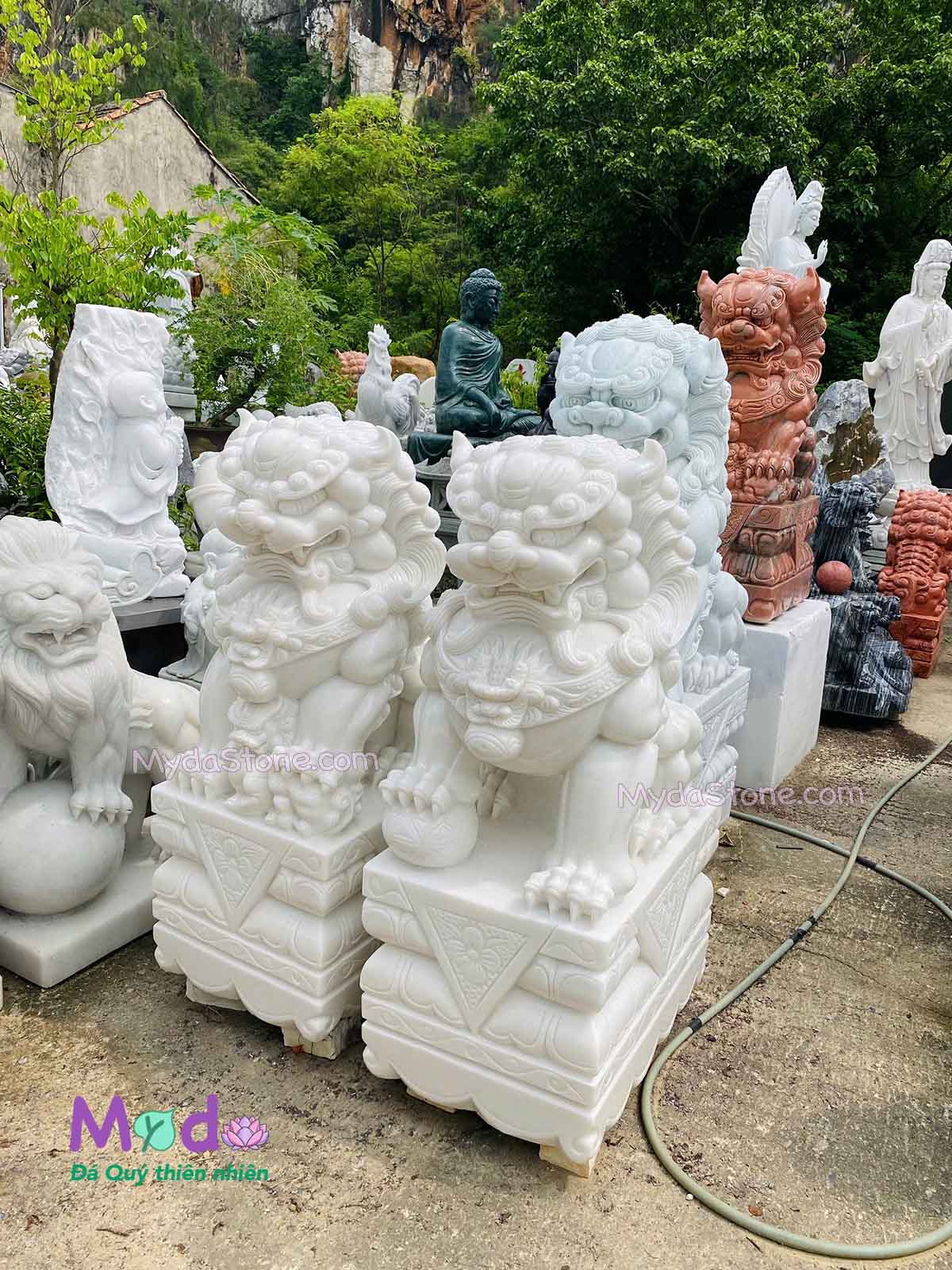 Tượng Kỳ Lân đá Cẩm Thạch Trắng