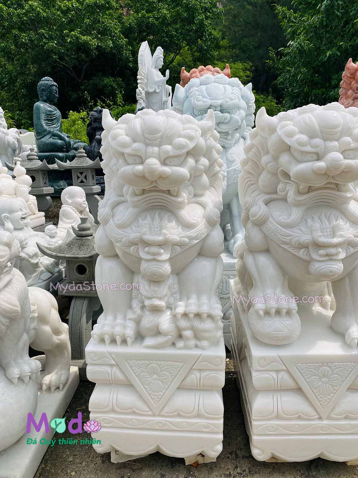 Tượng Kỳ Lân đá Cẩm Thạch Trắng