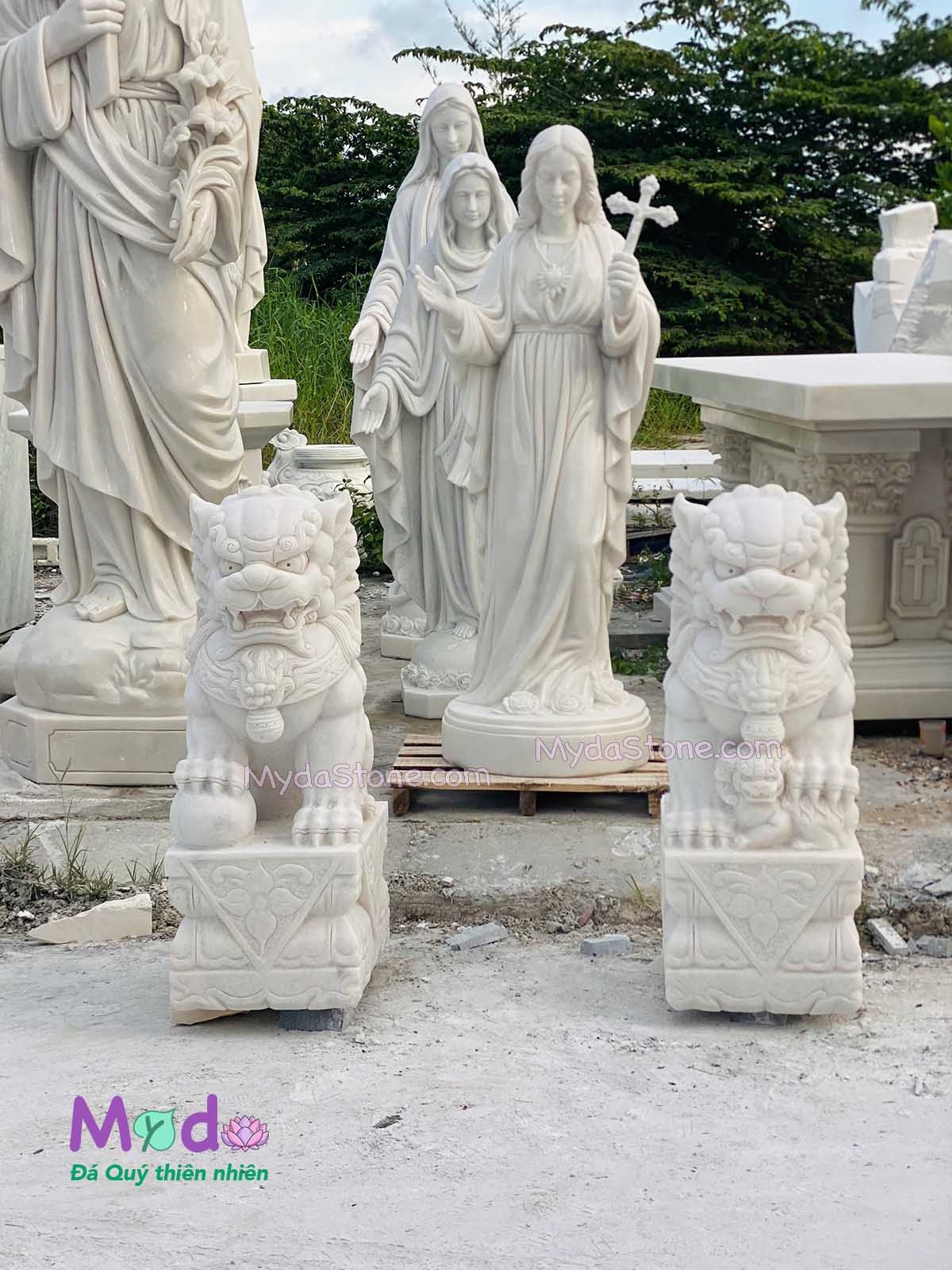 Tượng Kỳ Lân đá Cẩm Thạch Trắng