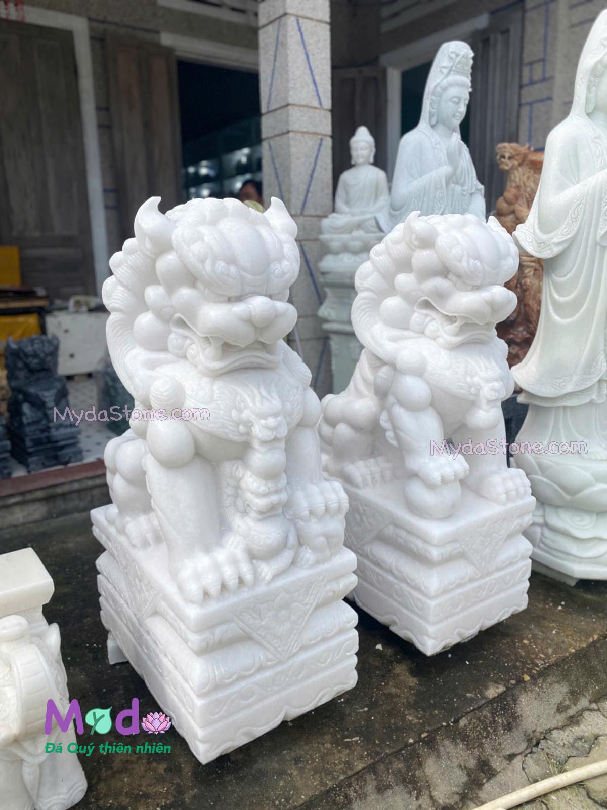 Tượng Kỳ Lân đá Cẩm Thạch Trắng