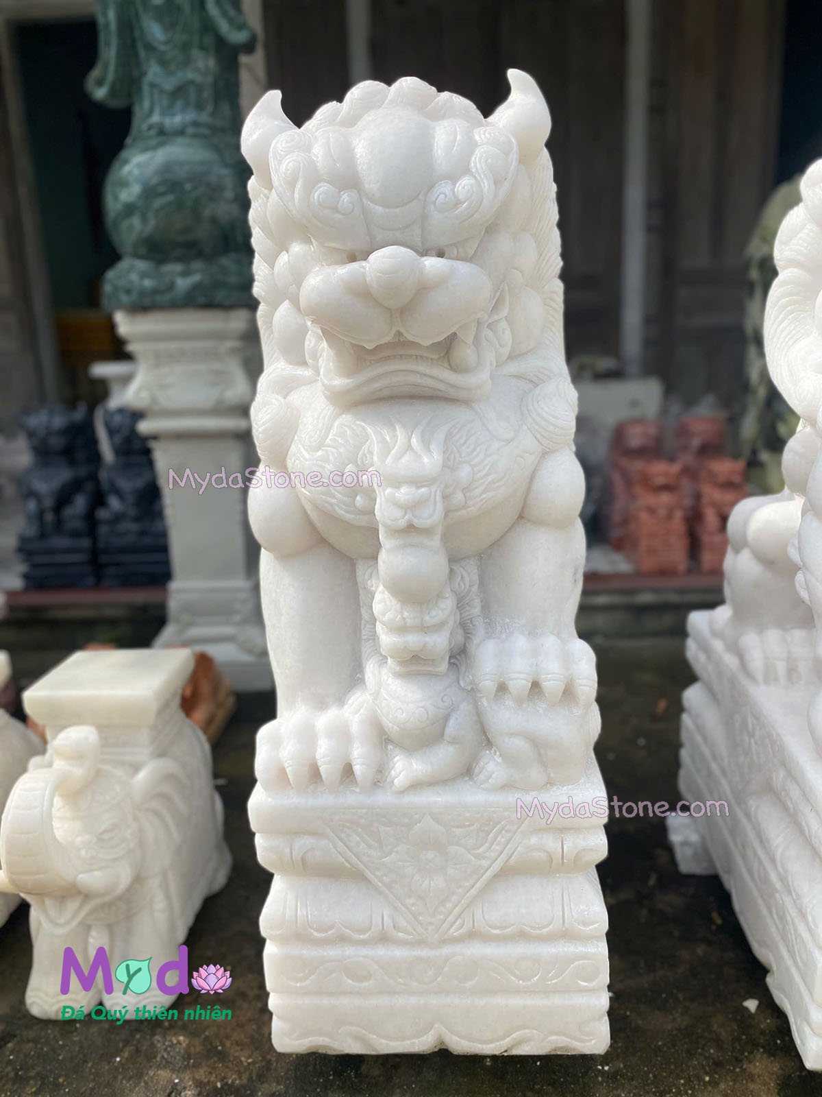 Tượng Kỳ Lân đá Cẩm Thạch Trắng