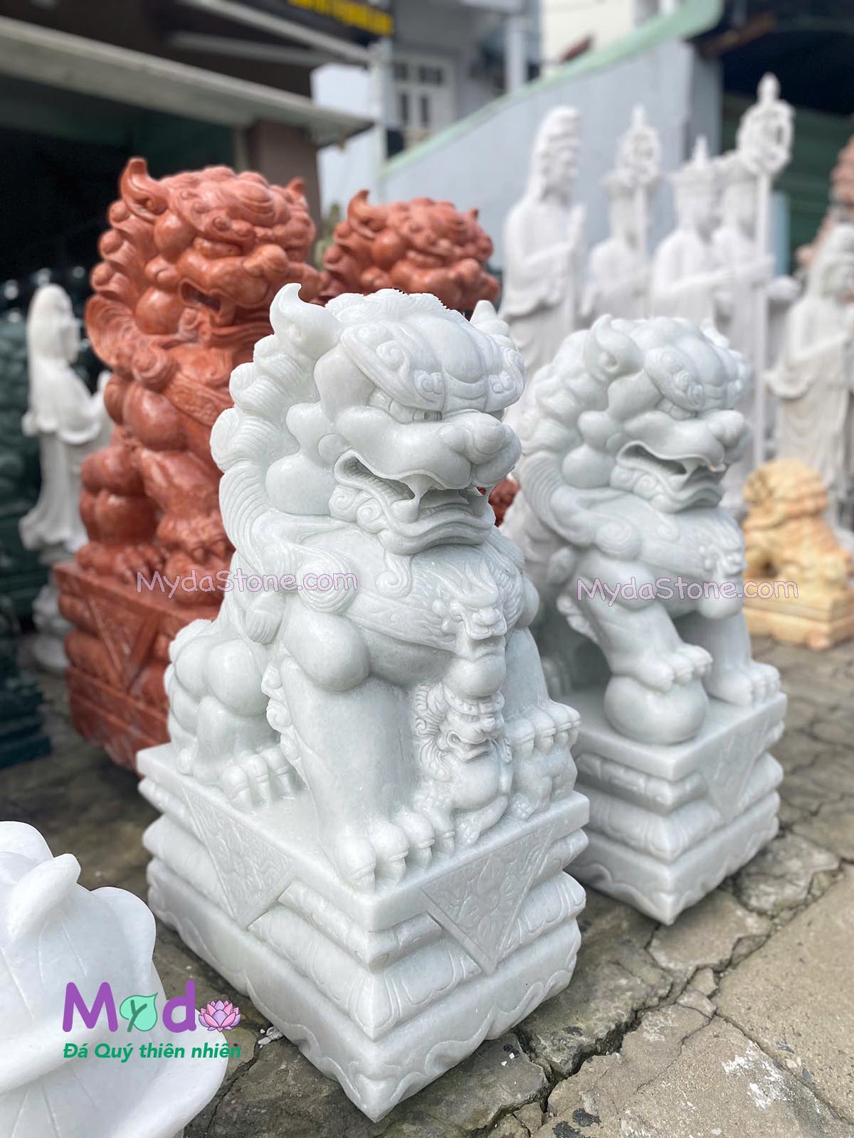 Tượng Kỳ Lân đá Cẩm Thạch Trắng