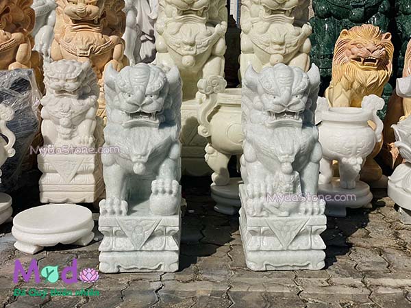 Tượng Kỳ Lân để Mộ đá Cẩm Thạch Trắng Xanh