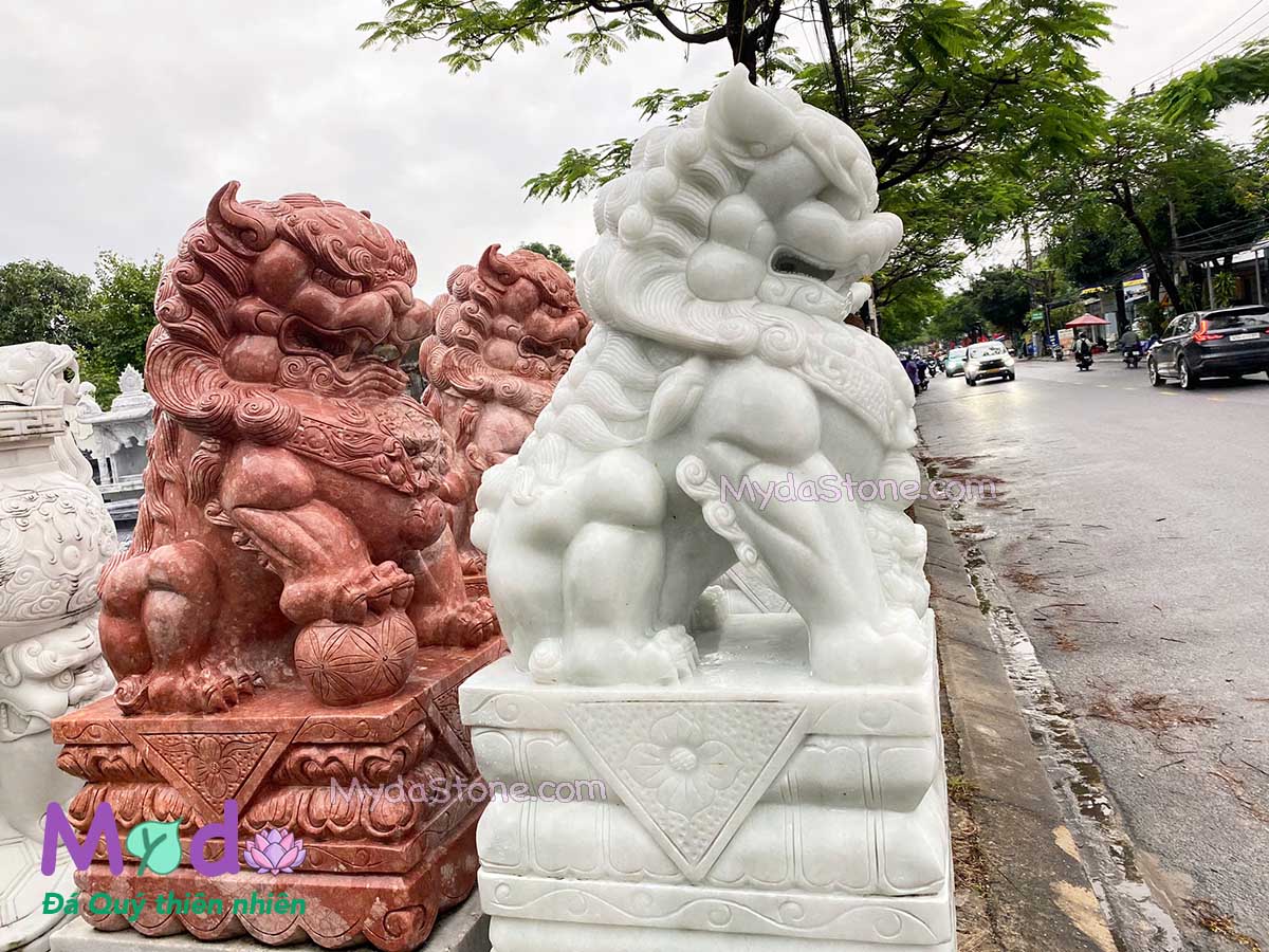 Tượng Kỳ Lân đá Cẩm Thạch Trắng Xanh