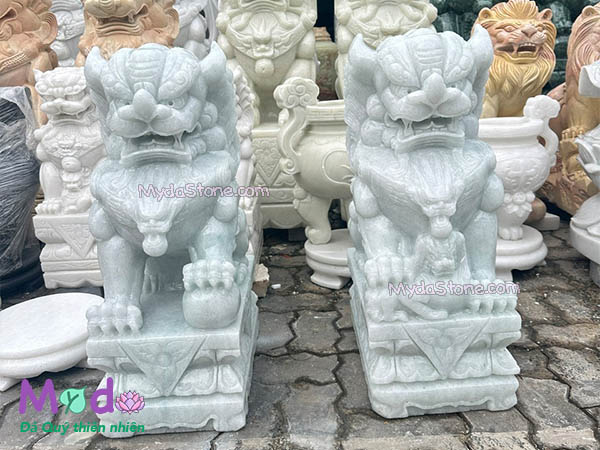 Tượng Kỳ Lân đá Cẩm Thạch Trắng Xanh