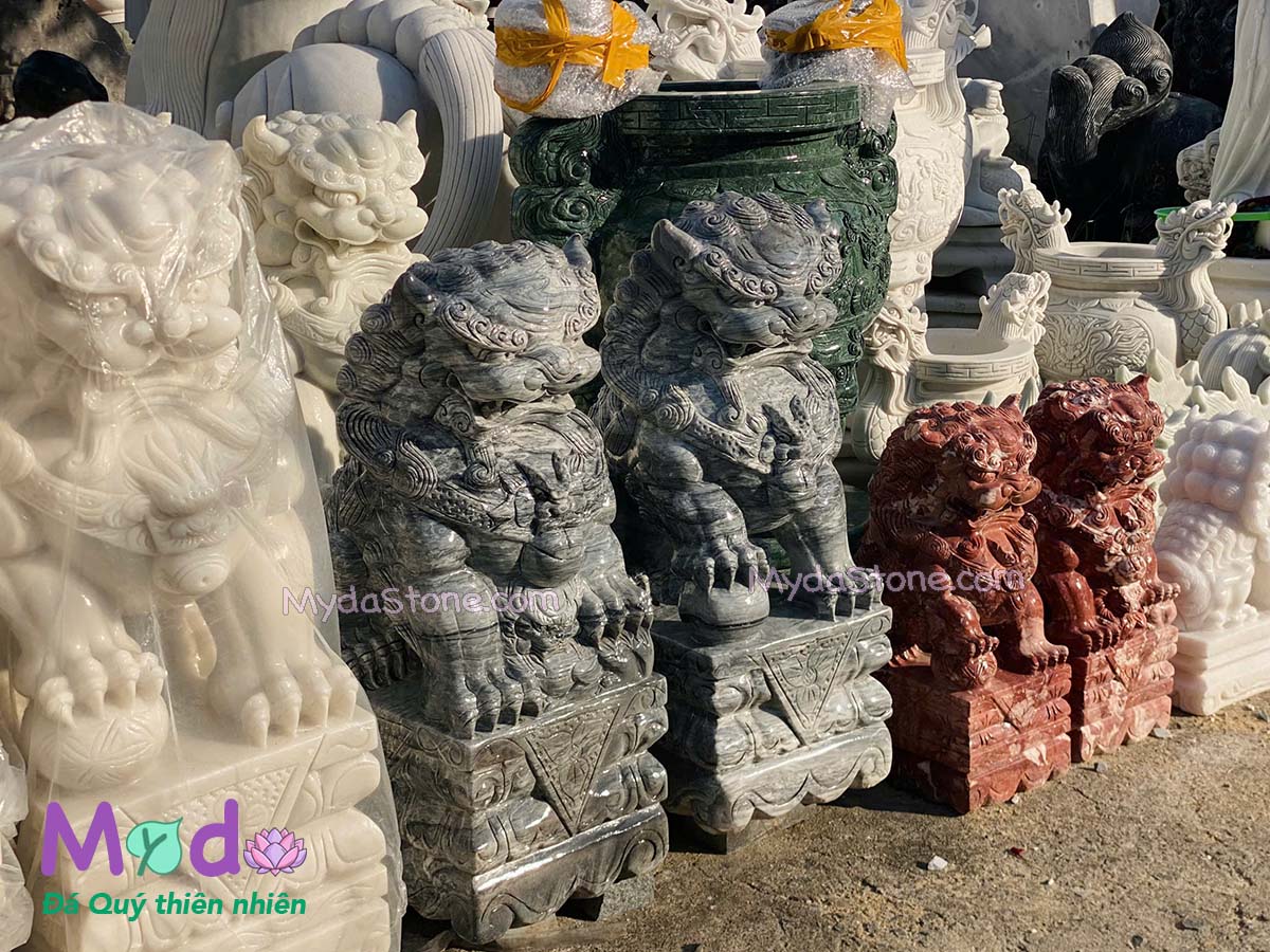 Tượng Kỳ Lân đá Cẩm Thạch Xám