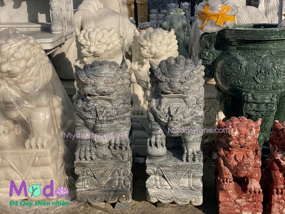 Tượng Kỳ Lân đá Cẩm Thạch Xám