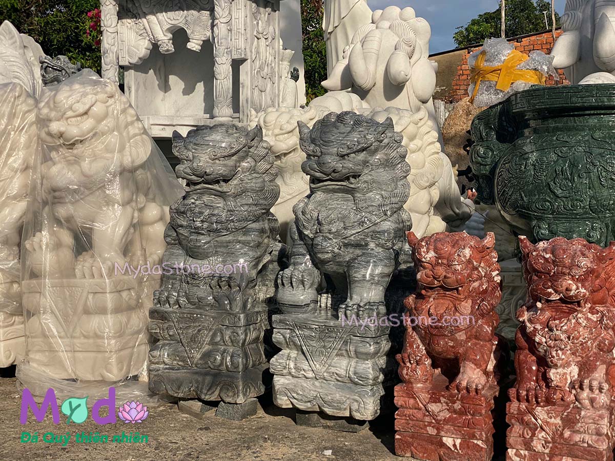 Tượng Kỳ Lân đá Cẩm Thạch Xám