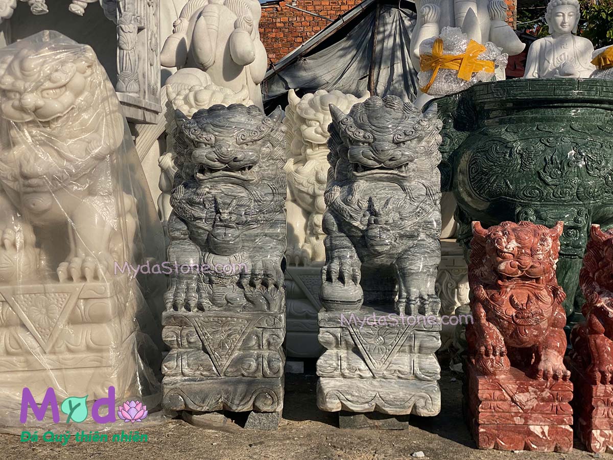 Tượng Kỳ Lân đá Cẩm Thạch Xám