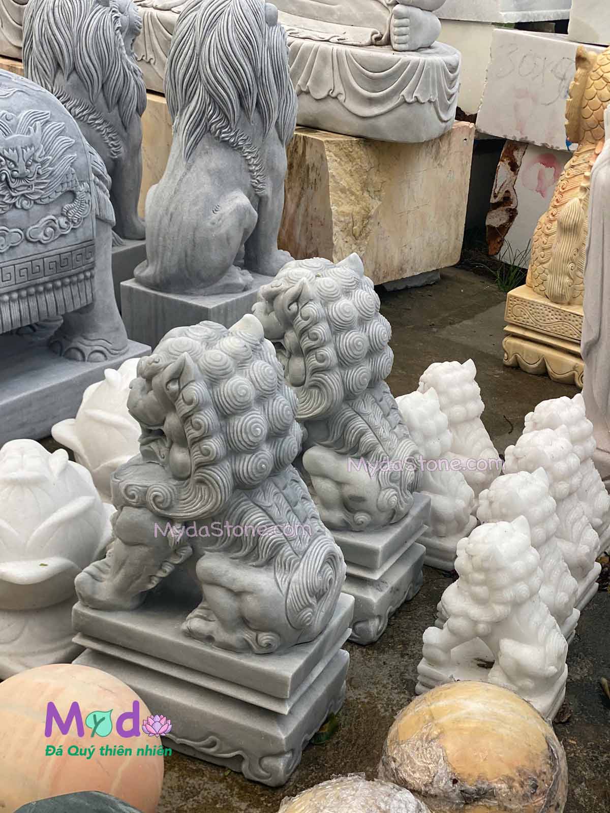 Tượng Kỳ Lân đá Cẩm Thạch Xám