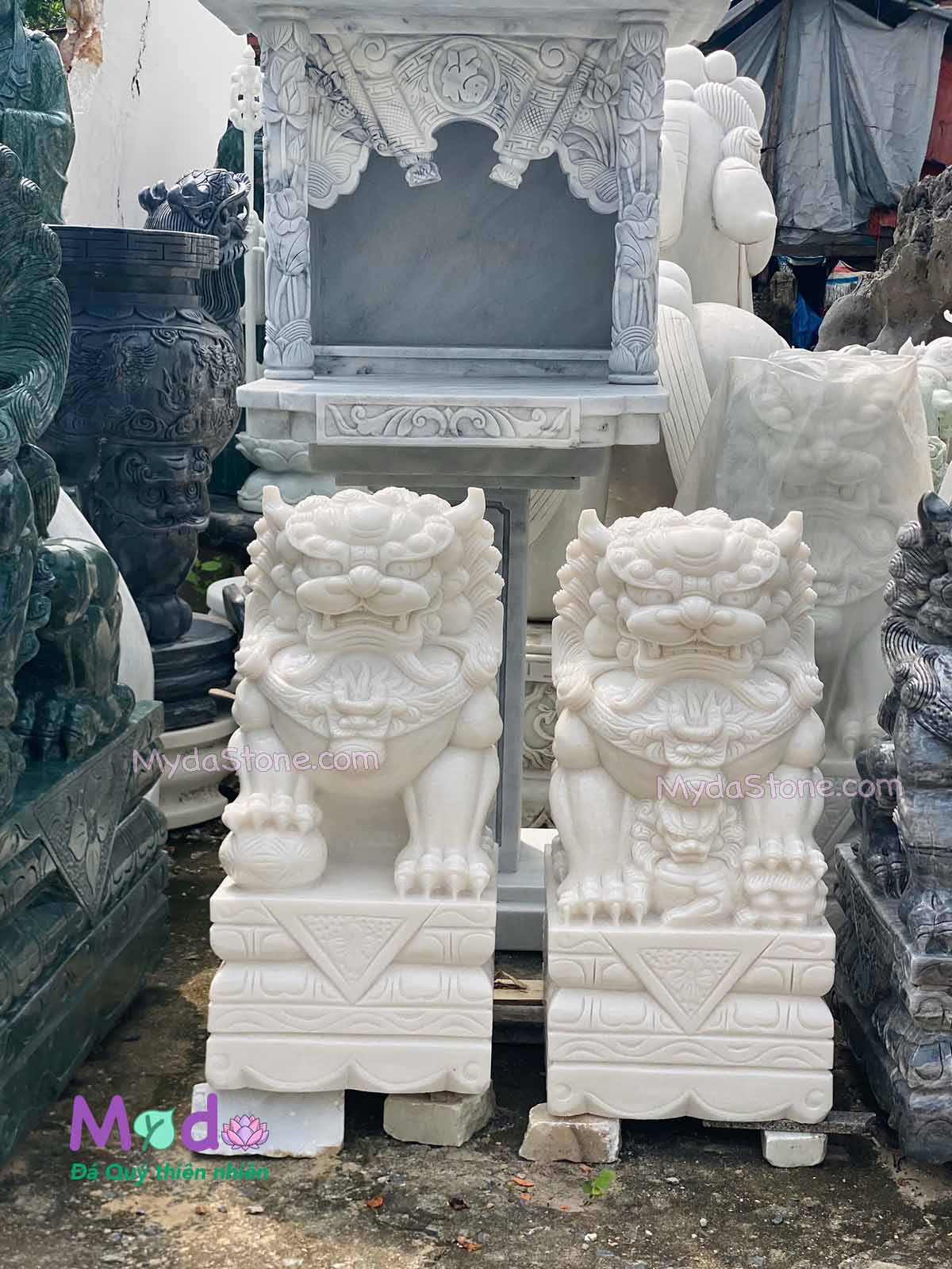 Tượng Kỳ Lân đá Cẩm Thạch Trắng