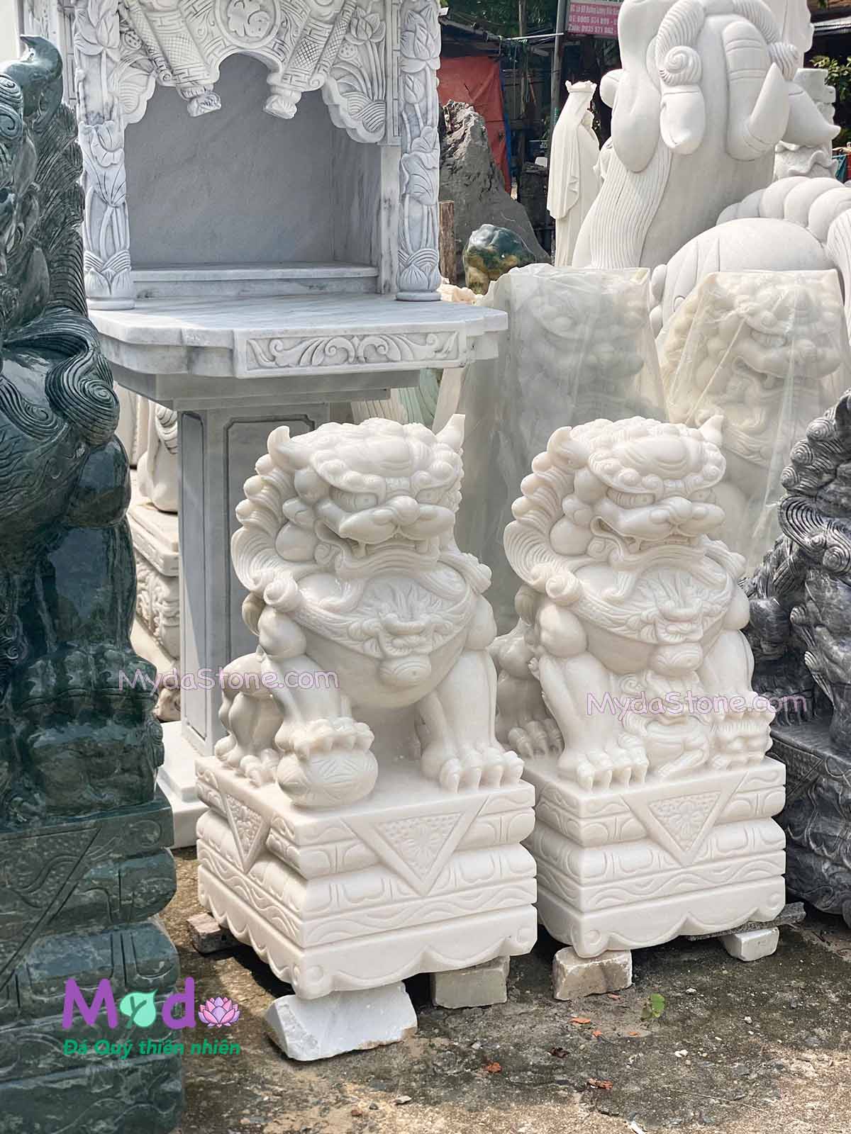Tượng Kỳ Lân đá Cẩm Thạch Trắng