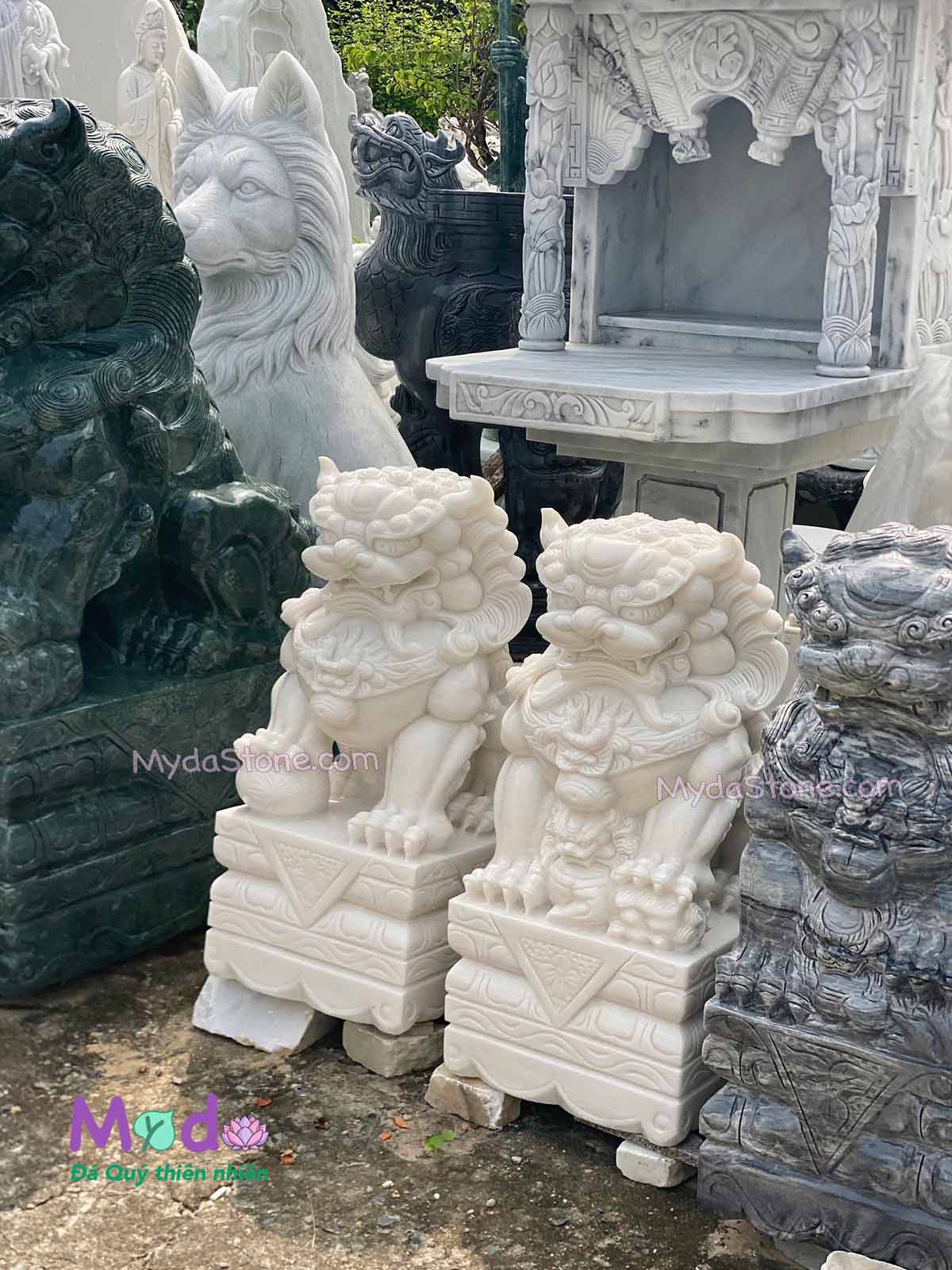 Tượng Kỳ Lân đá Cẩm Thạch Trắng