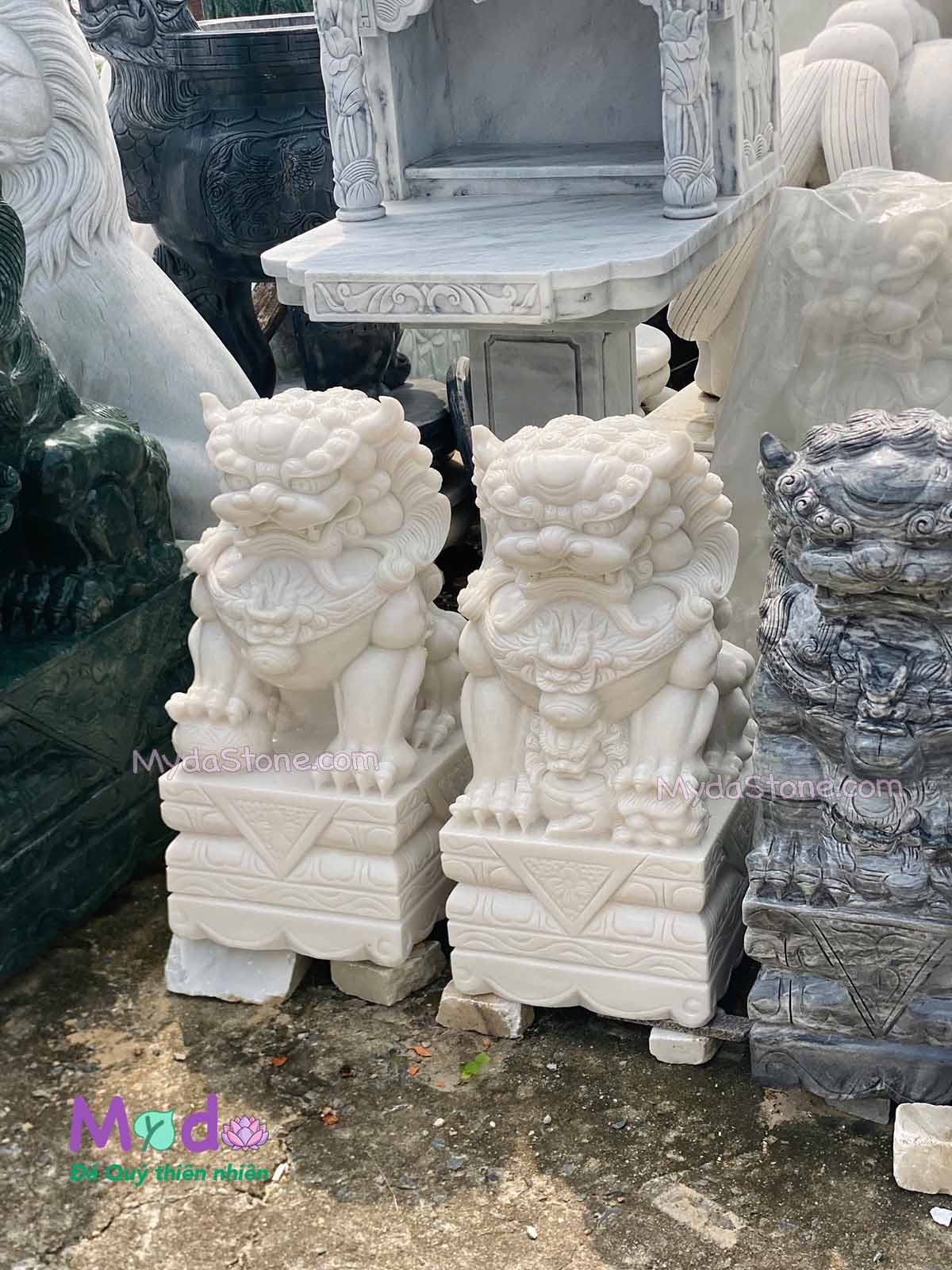 Tượng Kỳ Lân đá Cẩm Thạch Trắng