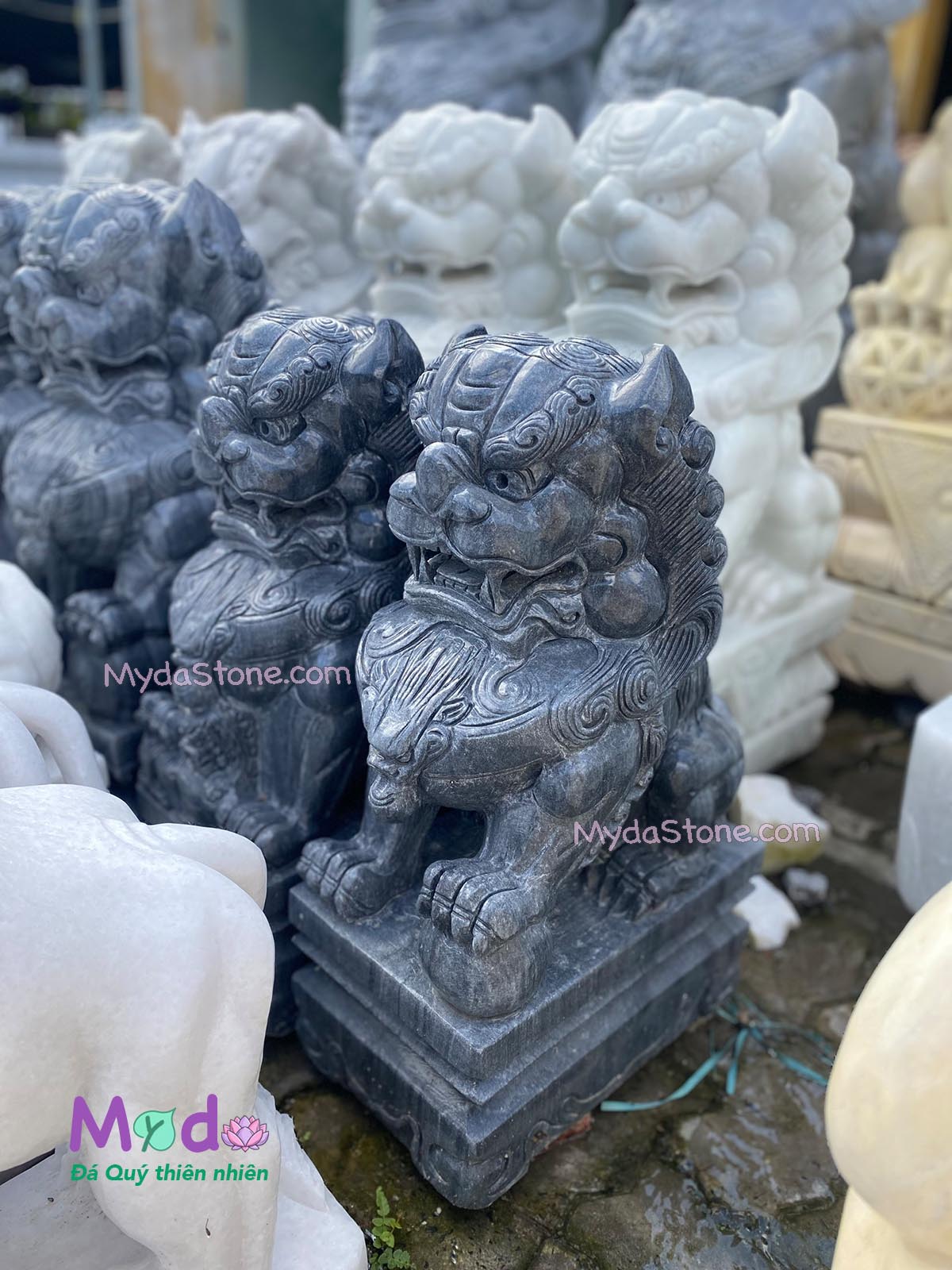 Tượng Kỳ Lân để Lăng Mộ đá Cẩm Thạch Đen