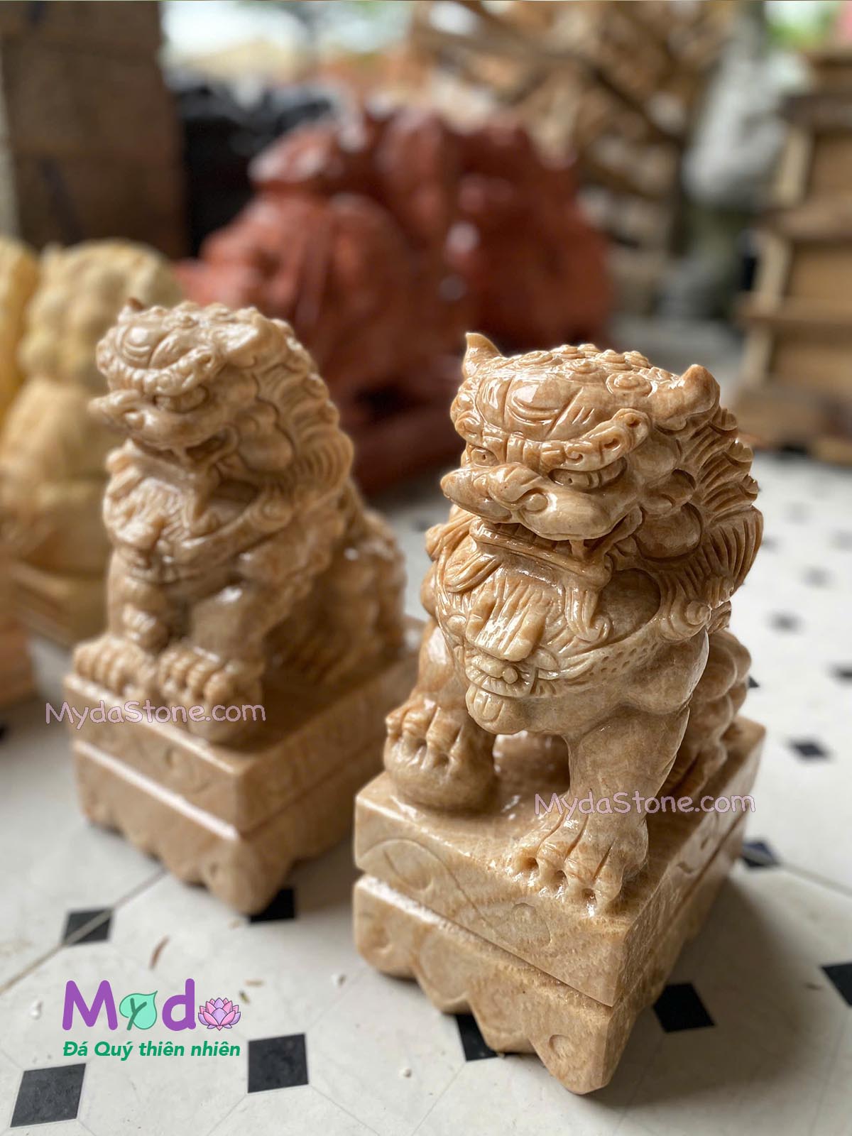 Tượng Kỳ Lân đá Vân Gỗ Tự Nhiên